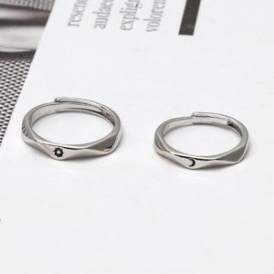 New 925 Sterling Silver Moon & Sun Couples Ring Set